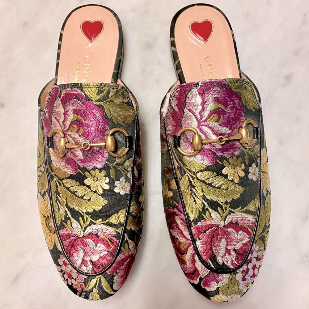 Gucci floral Princeton loafer mule/slides 37